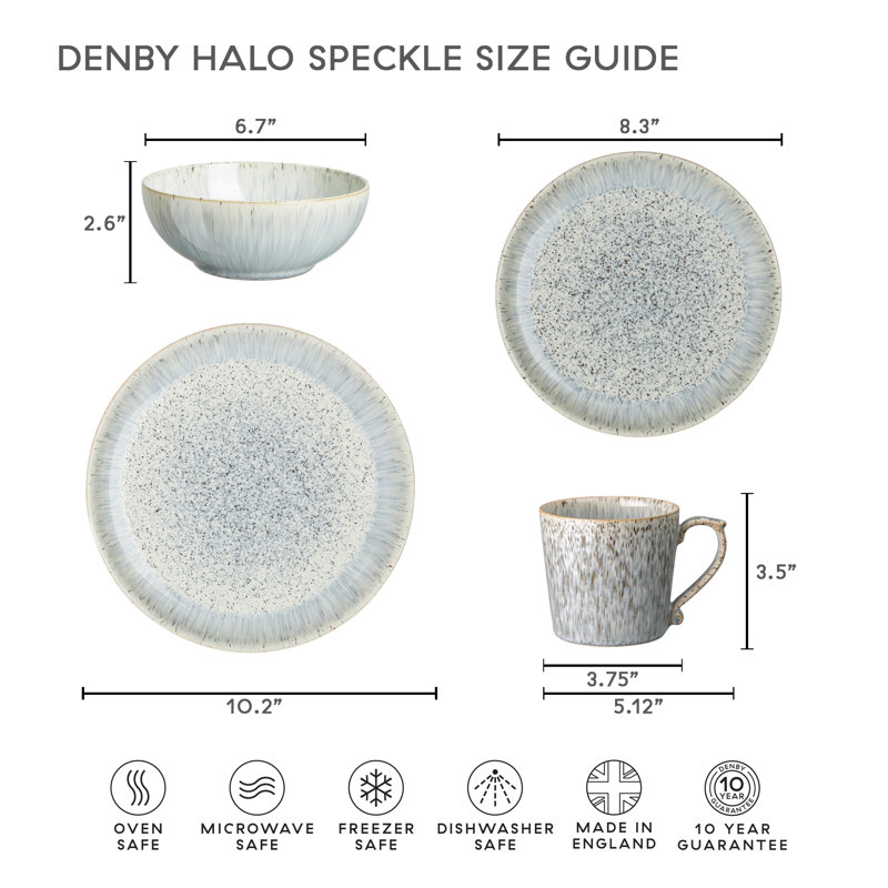 Denby Dark hot Blue Speckle 12 piece dinnerware stoneware set